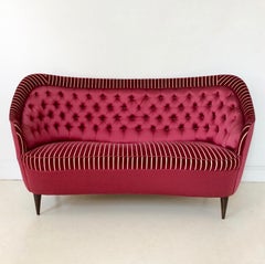 Two-Seats Dark Crimson Sofa, circa 1940, Italy