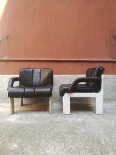 Two-Seat Leather Modular Sofa, 1980s