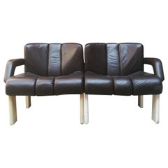 Two-Seat Leather Modular Sofa, 1980s