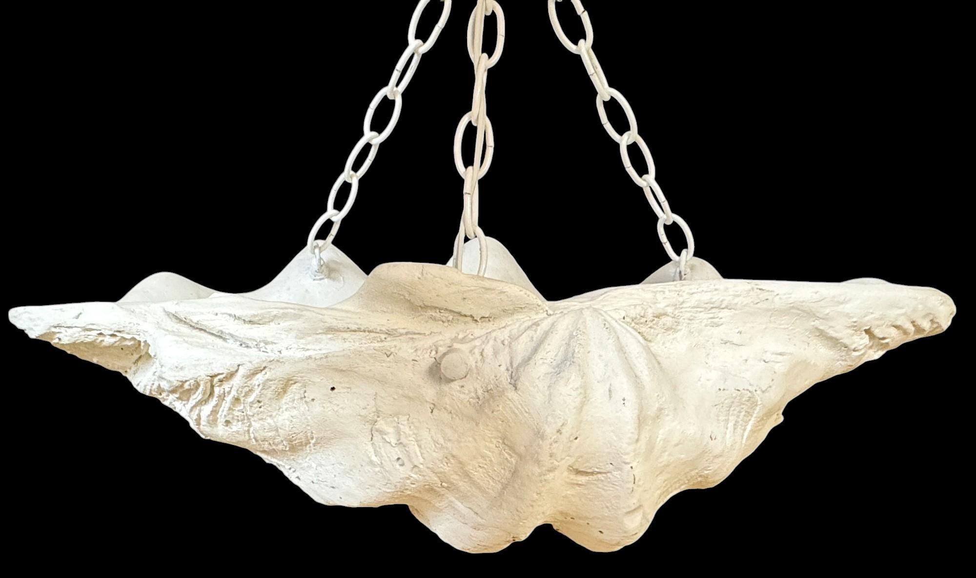 Two Serge Roche Attributed Cast Painted Plaster Clam Shell Chandelier, 1950s For Sale 3