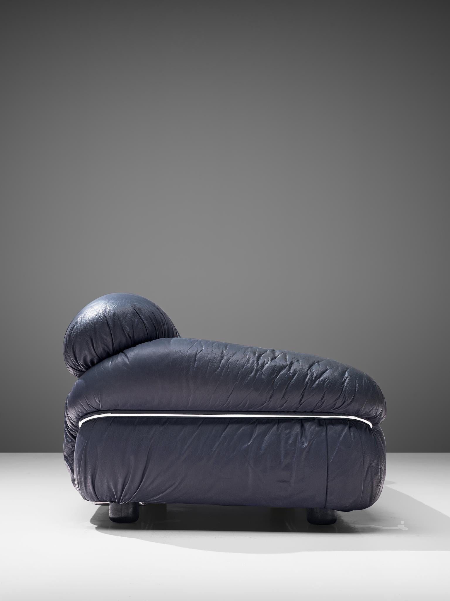 Mid-20th Century Two 'Sesann' Sofas in Night Blue Leatherette by Gianfranco Frattini