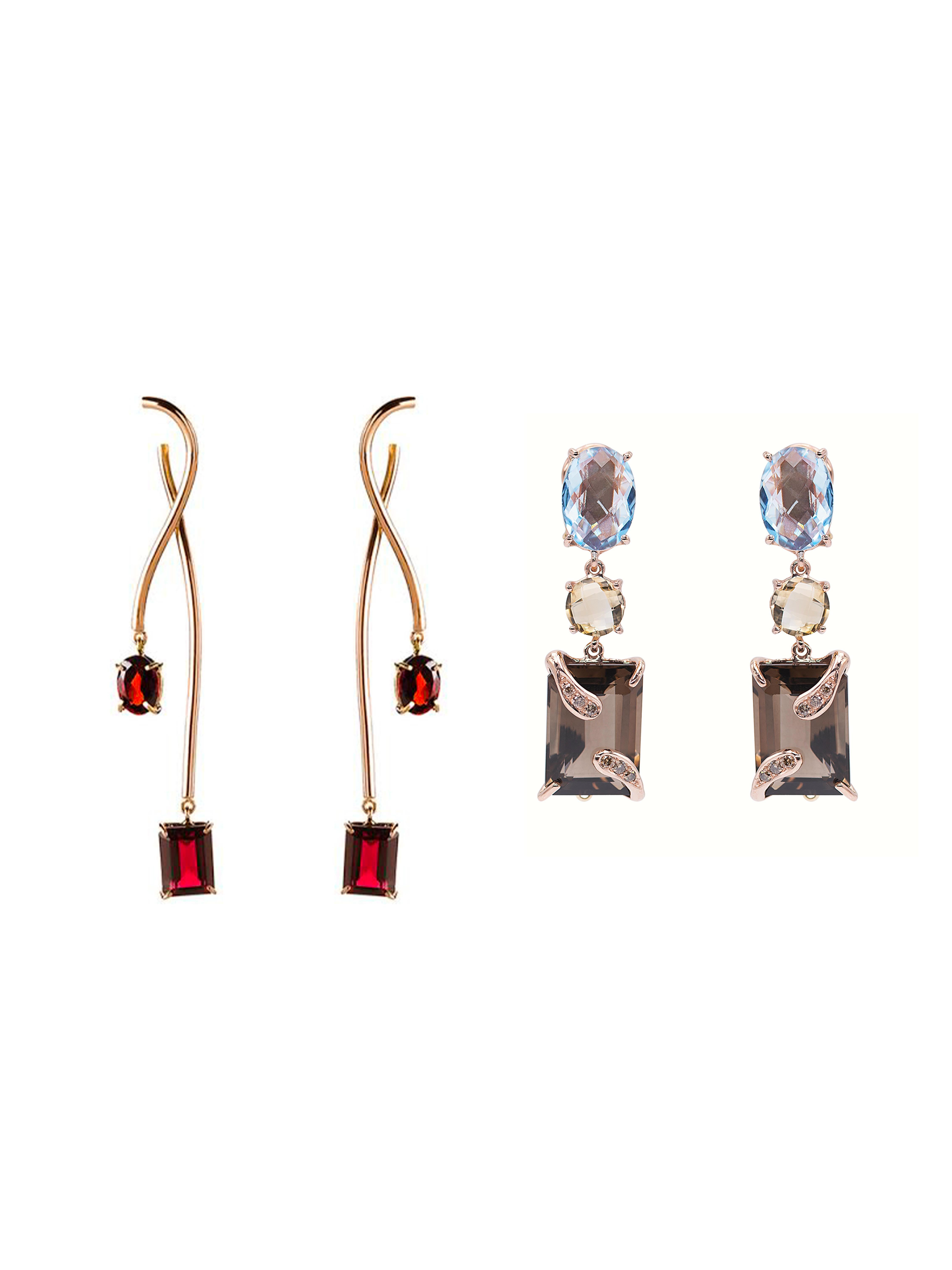 Due set di orecchini Orecchini a pendente in oro rosa e granato in oro 18K in vendita 3