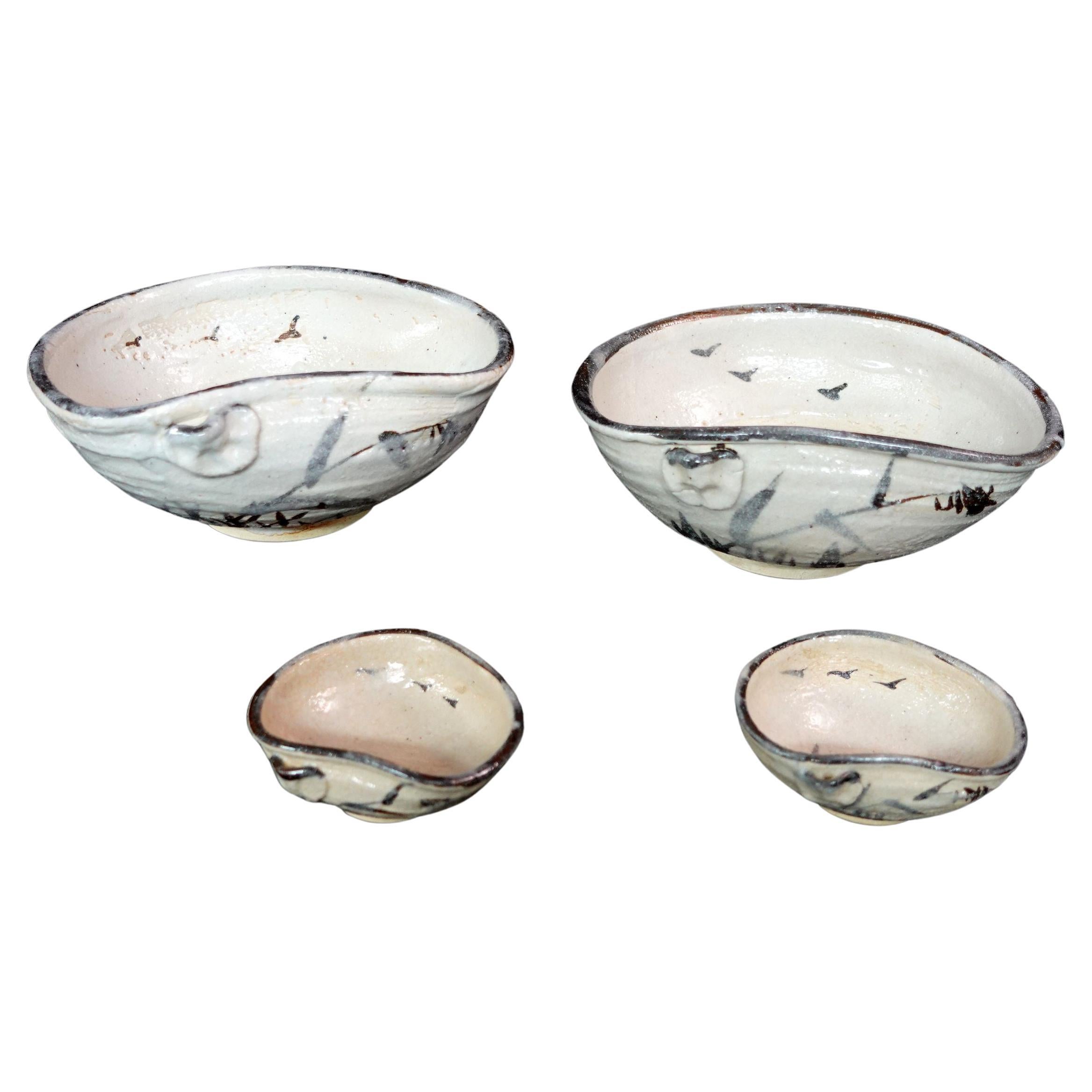Two Set of Japanese Ceramic Bowls and Sauce Dish Set, Ric.068 For Sale
