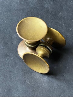 Two Sets Mid-Size Circular Door Handles in Bronze, Mid-20th Century, France