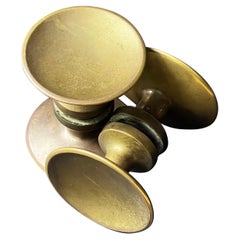 Two Sets Mid-Size Circular Door Handles in Bronze, Mid-20th Century, France Two Sets Mid-Size Circular Door Handles in Bronze, Mid-20th Century, France