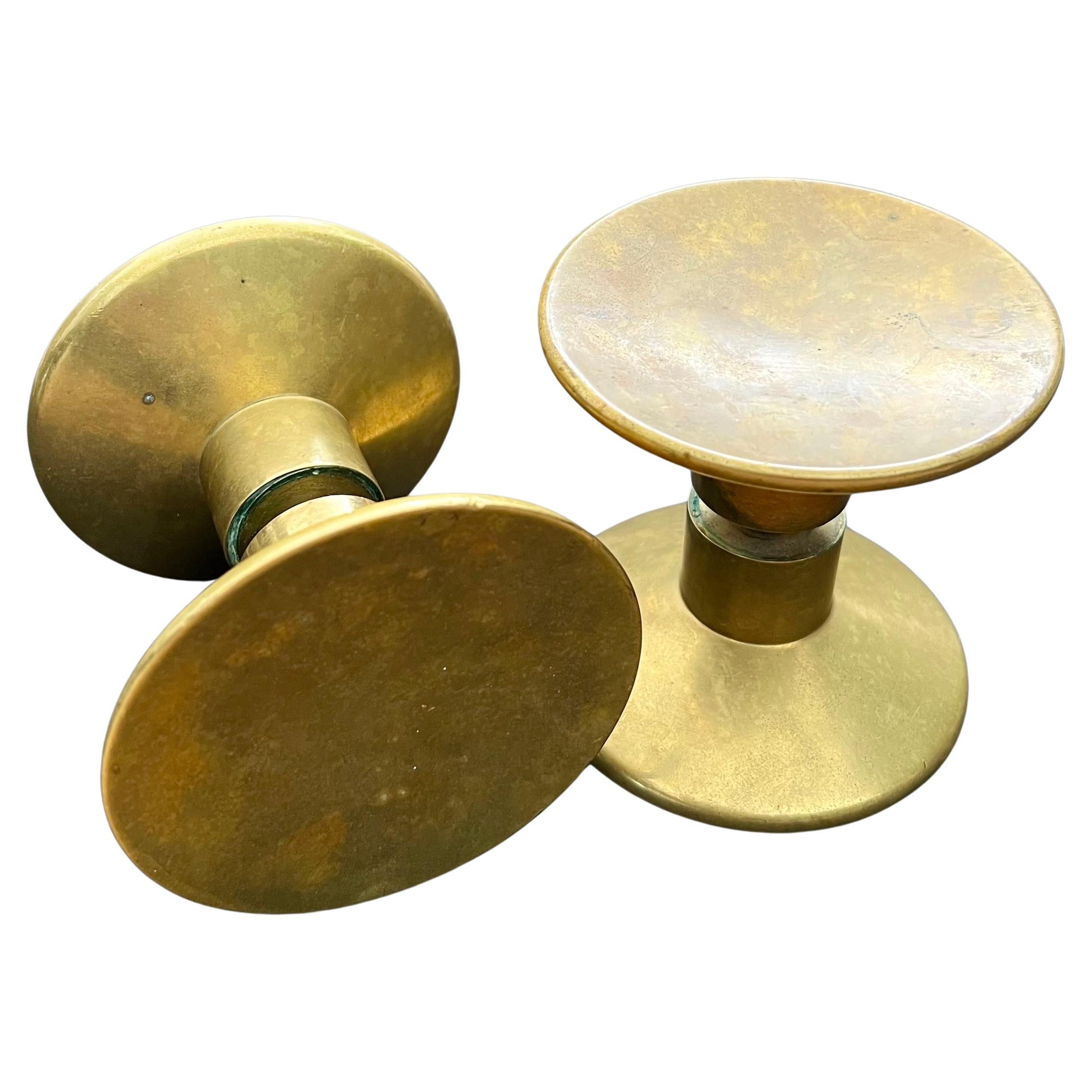 Two Sets Mid-Size Circular Door Handles in Bronze, Mid-20th Century, France For Sale
