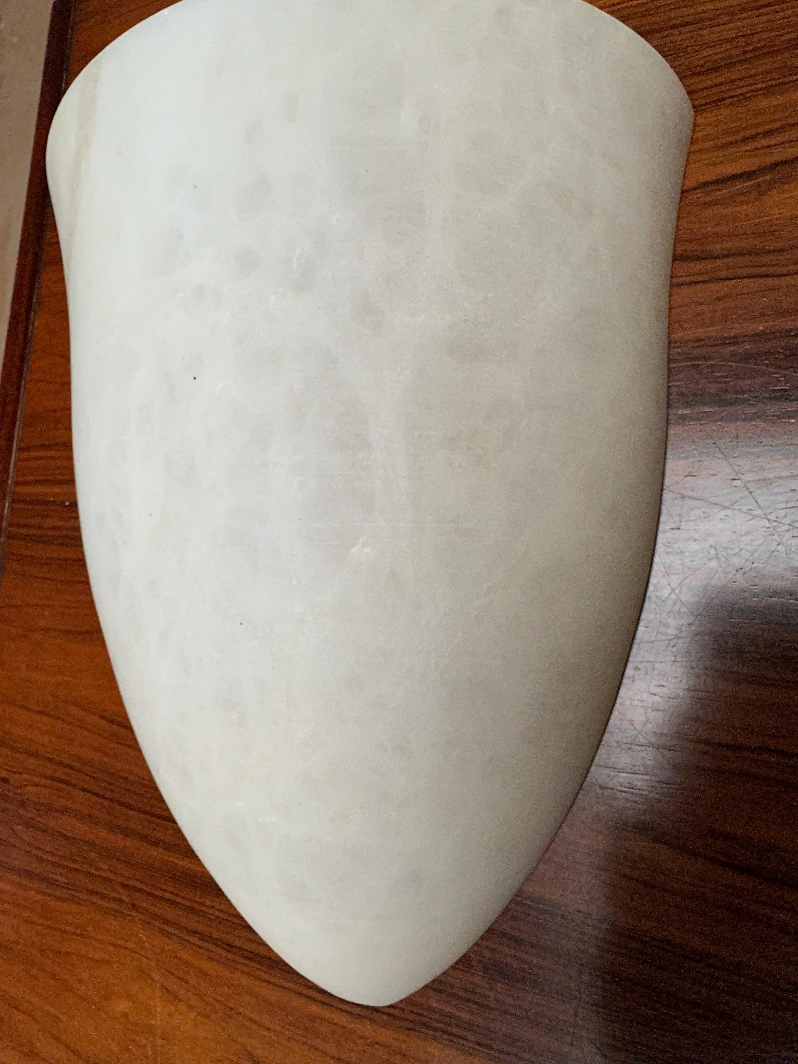 Polished Set of Four Art Deco Style Cocoon Shape White & Mint Alabaster Wall Sconces