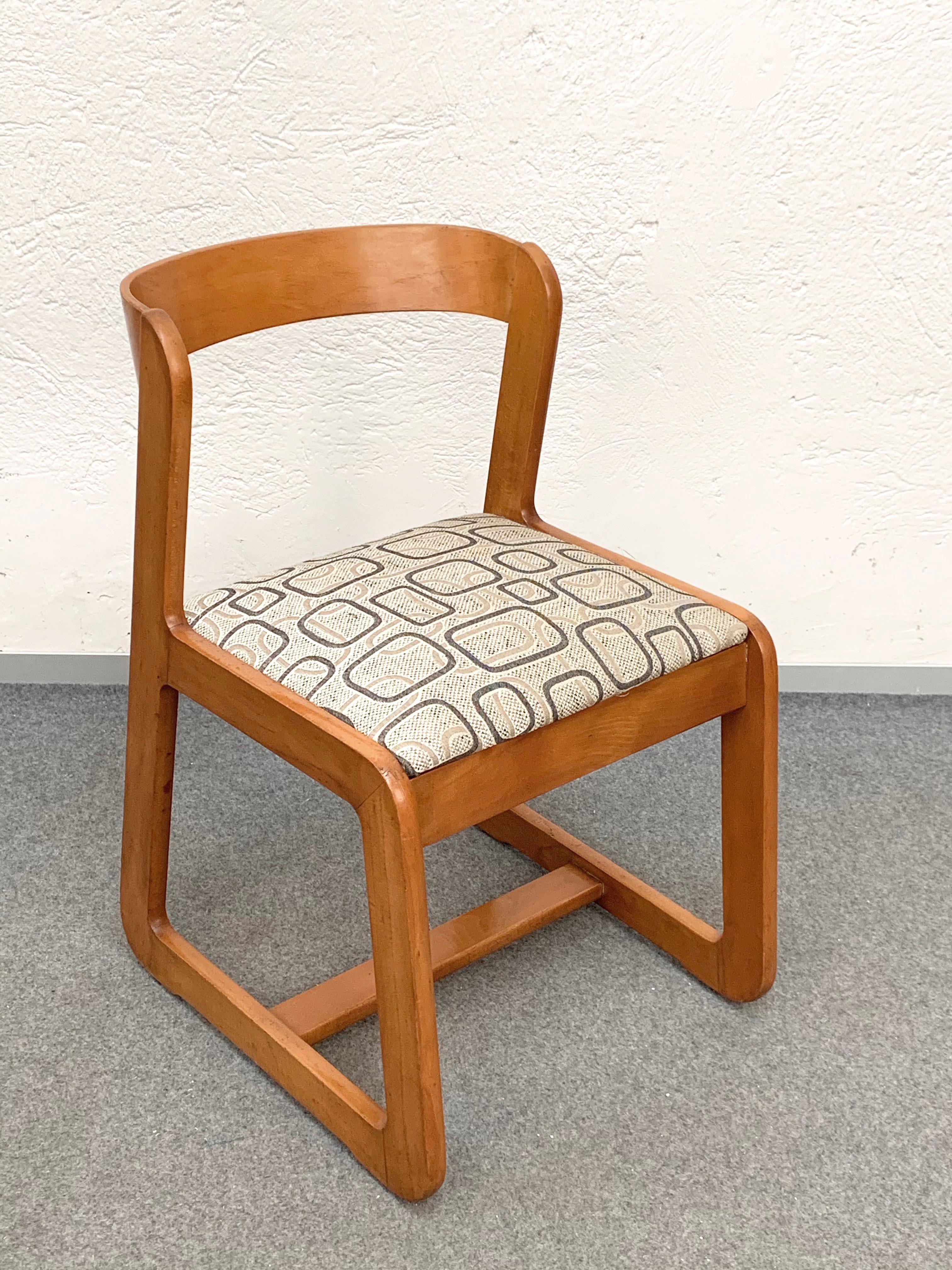 Two sets of four Willy Rizzo Wooden and Fabric Chairs for Mario Sabot, 1970 9
