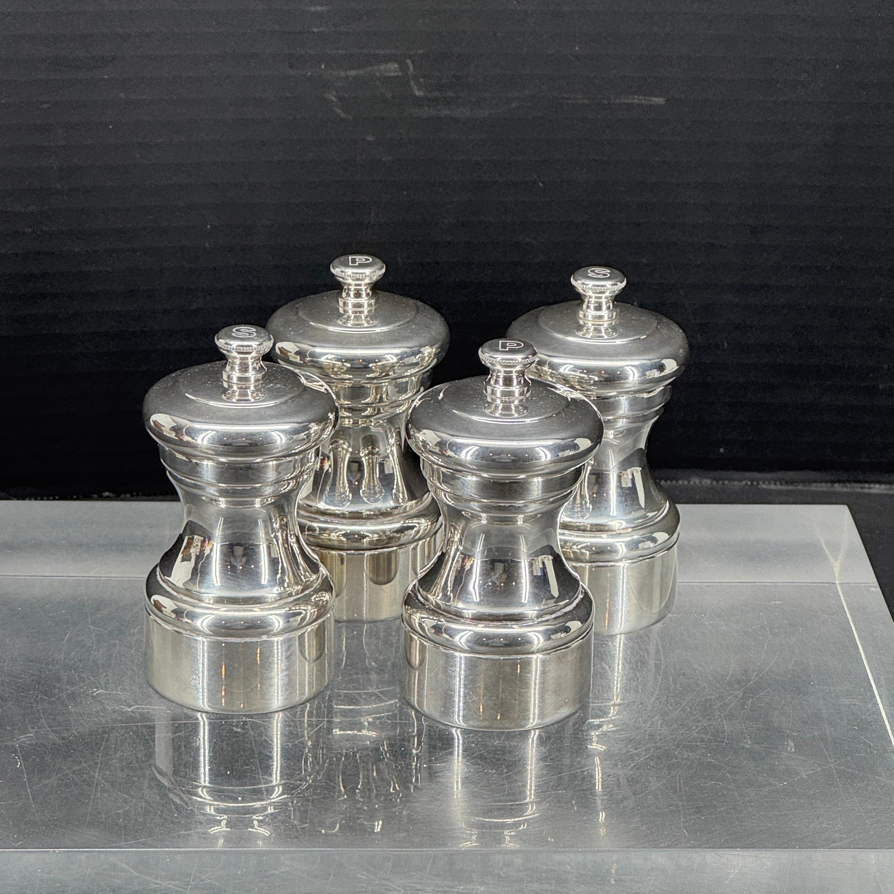 Two Sets of French Peugeot Silver Plate Salt Pepper Mills 4