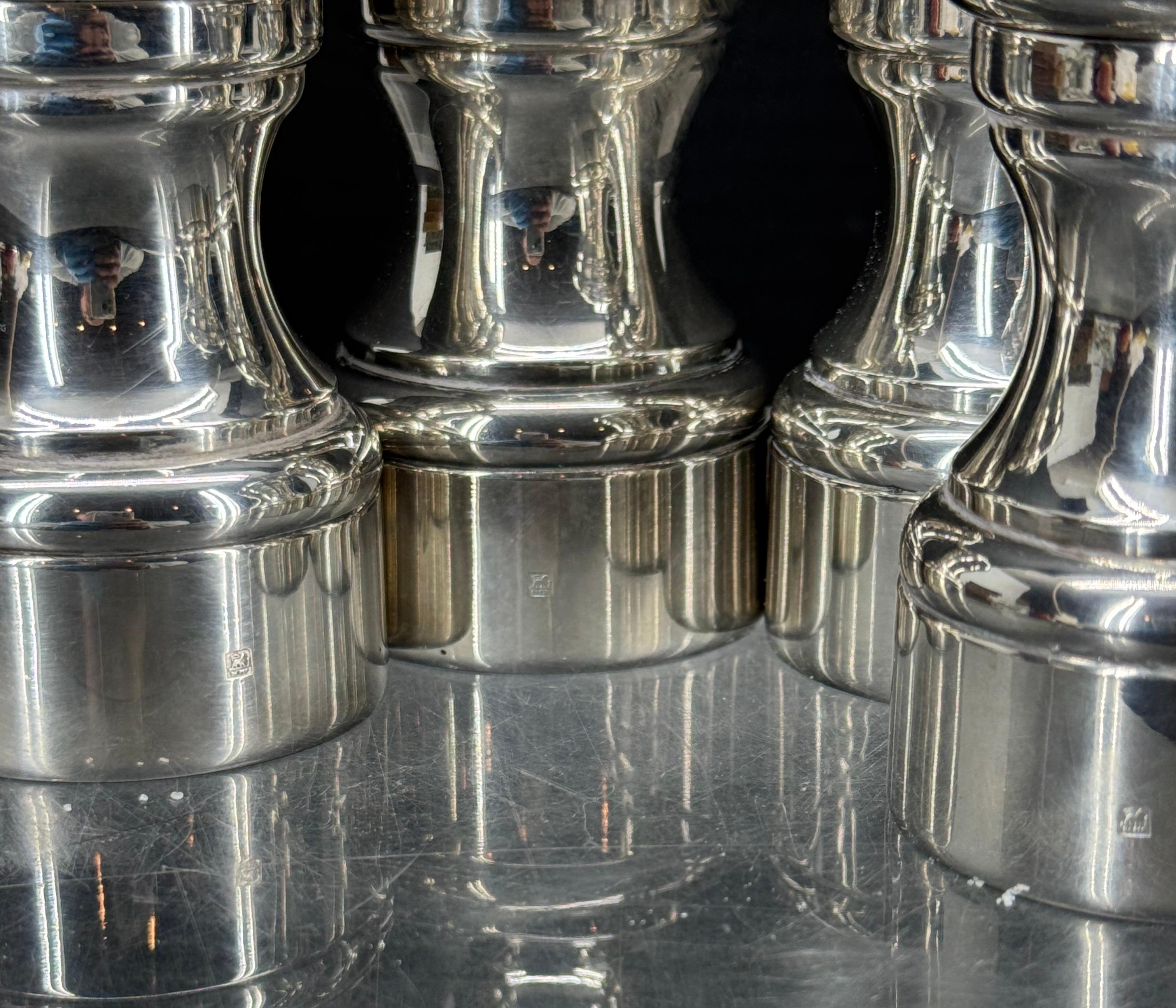 Two Sets of French Peugeot Silver Plate Salt Pepper Mills 5