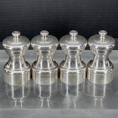 Two Sets of French Peugeot Silver Plate Salt Pepper Mills