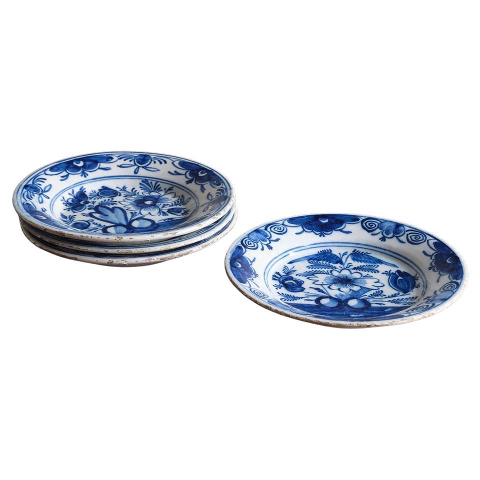 Two Sets of Late 18th Century Dutch Delft Plates, circa 1790 For Sale