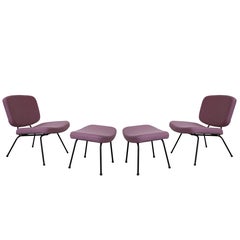Retro Two Sets of Lows Chairs CM190 with Footstools by Pierre Paulin for Thonet, 1959