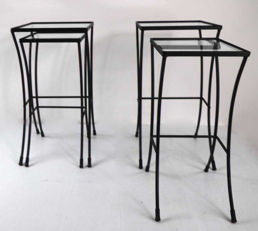 Two Sets of Mid Century Wrought Iron Nesting Tables 3