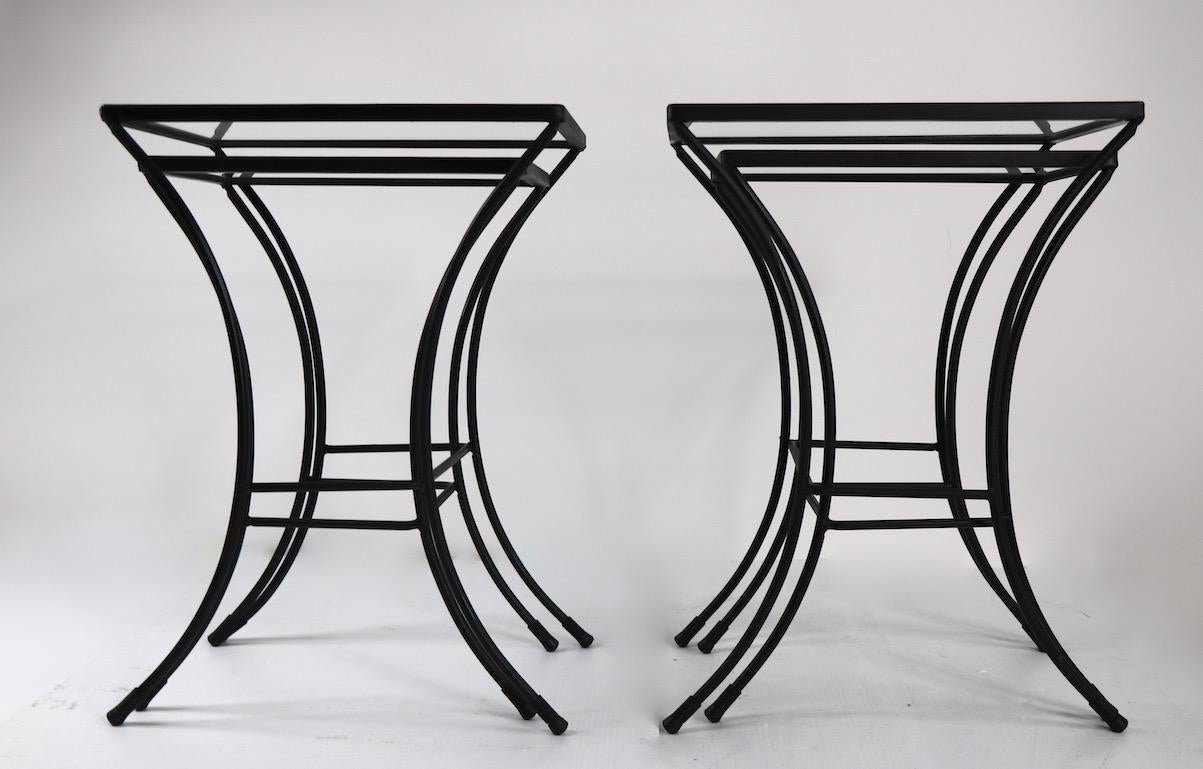 Two Sets of Mid Century Wrought Iron Nesting Tables 4