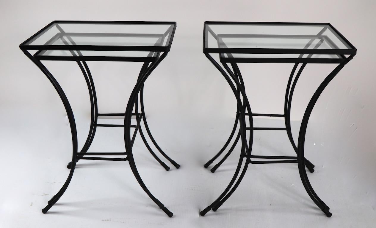 Two Sets of Mid Century Wrought Iron Nesting Tables 5
