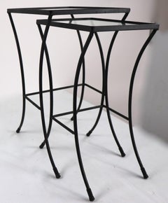 Two Sets of Mid Century Wrought Iron Nesting Tables