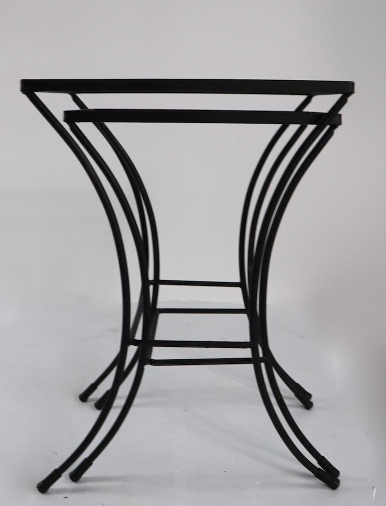 Two Sets of Mid Century Wrought Iron Nesting Tables For Sale at 1stDibs