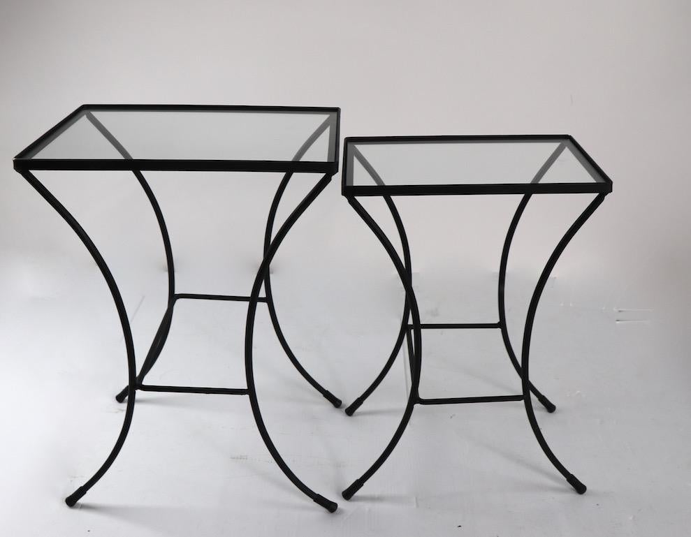 20th Century Two Sets of Mid Century Wrought Iron Nesting Tables