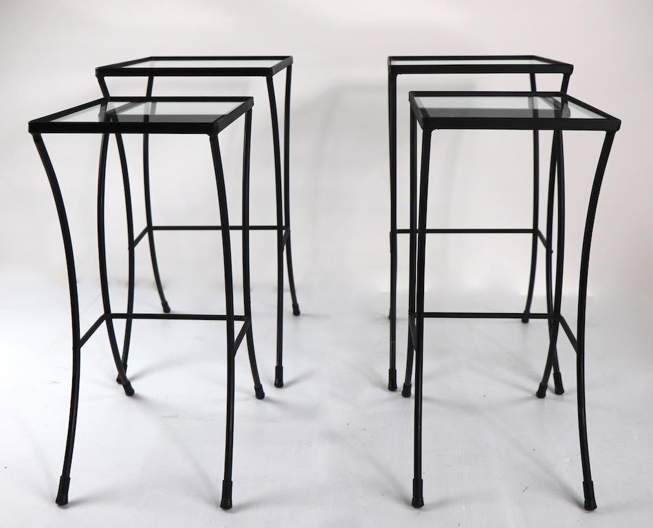 Two Sets of Mid Century Wrought Iron Nesting Tables 1
