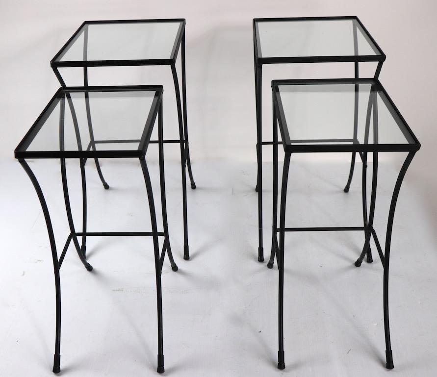 Two Sets of Mid Century Wrought Iron Nesting Tables 2