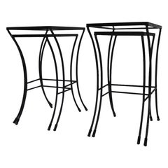 Two Sets of Mid Century Wrought Iron Nesting Tables