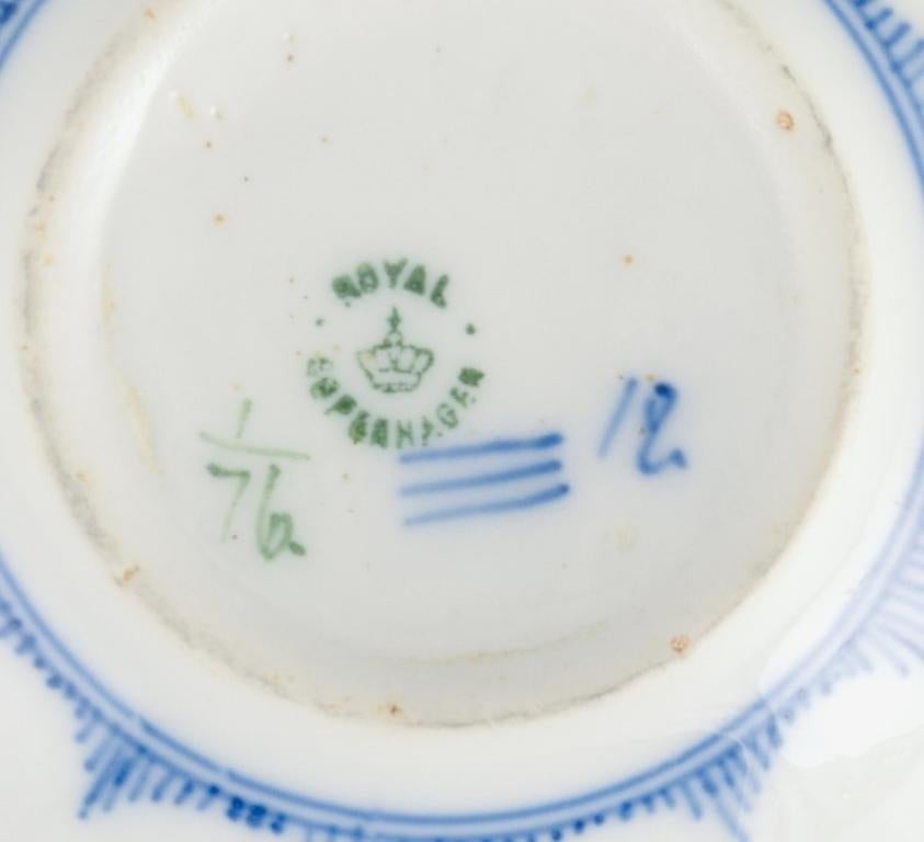 Early 20th Century Two Sets of Royal Copenhagen Blue Fluted Plain Tea Cups and Saucers For Sale