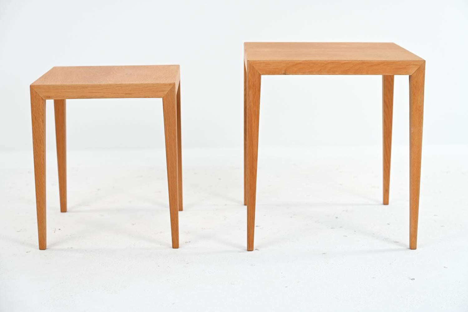 Mid-Century Modern Two Severin Hansen for Haslev Oak Nesting Tables