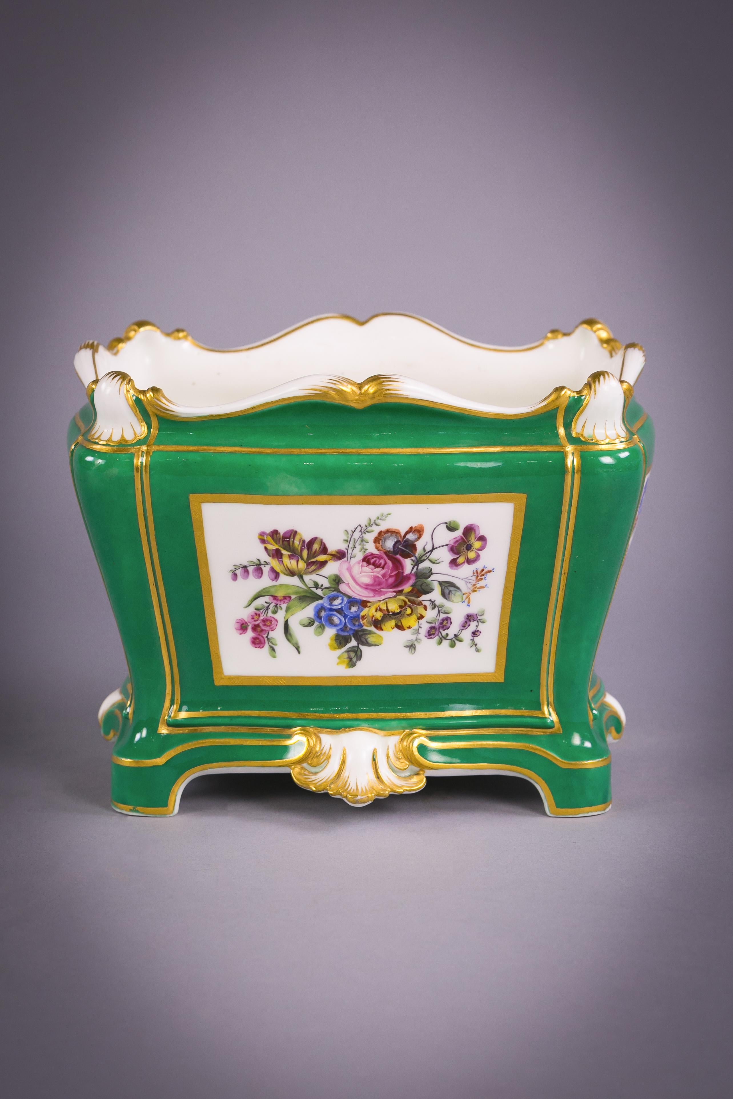 Two Sevres Green Ground Flower Vases, Dated 1764 and 1765 For Sale 5