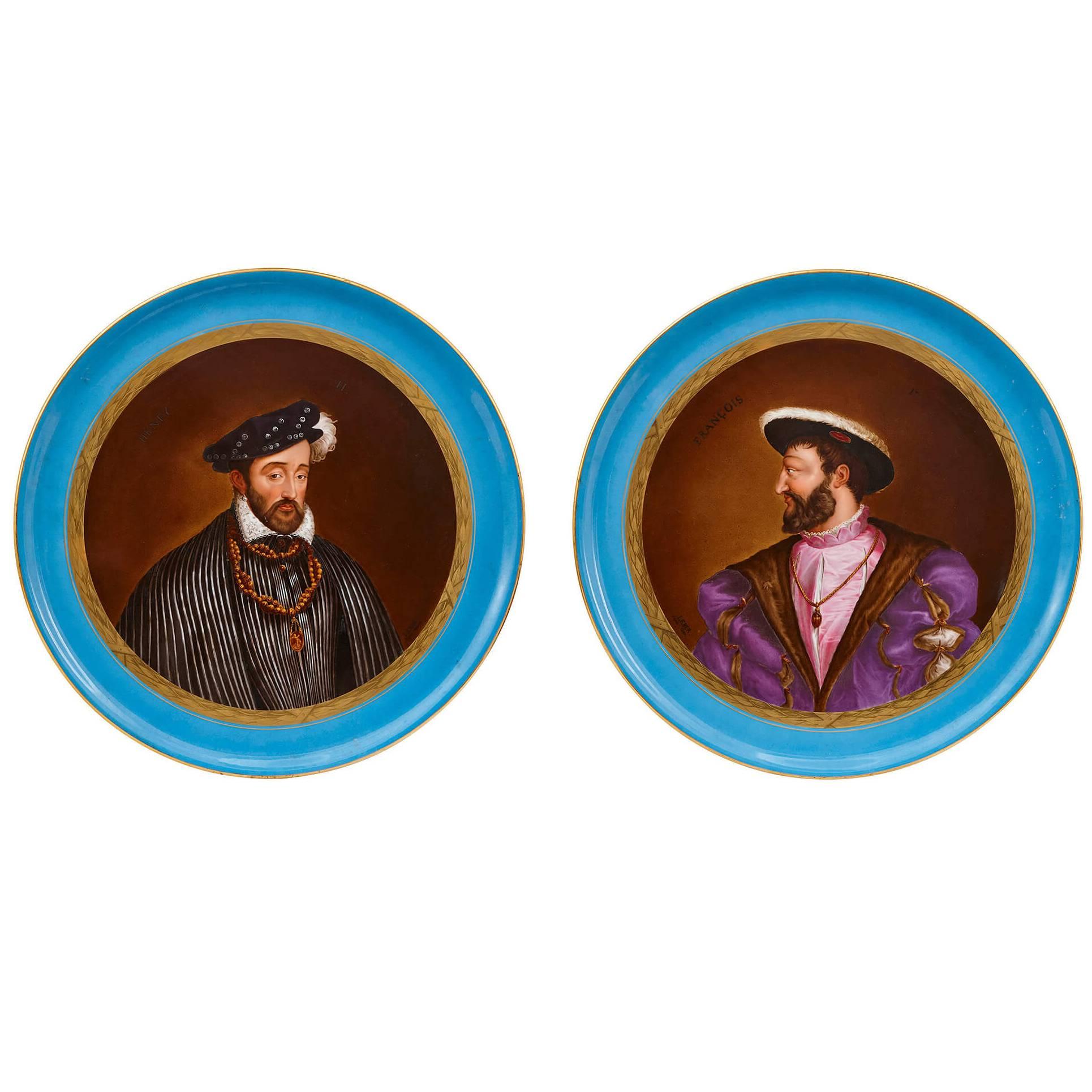 Two Sevres Style Porcelain Plates after Titian and Clouet