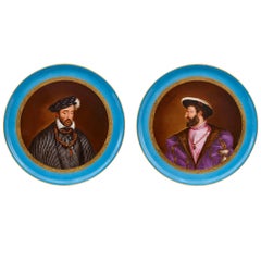 Antique Two Sevres Style Porcelain Plates after Titian and Clouet