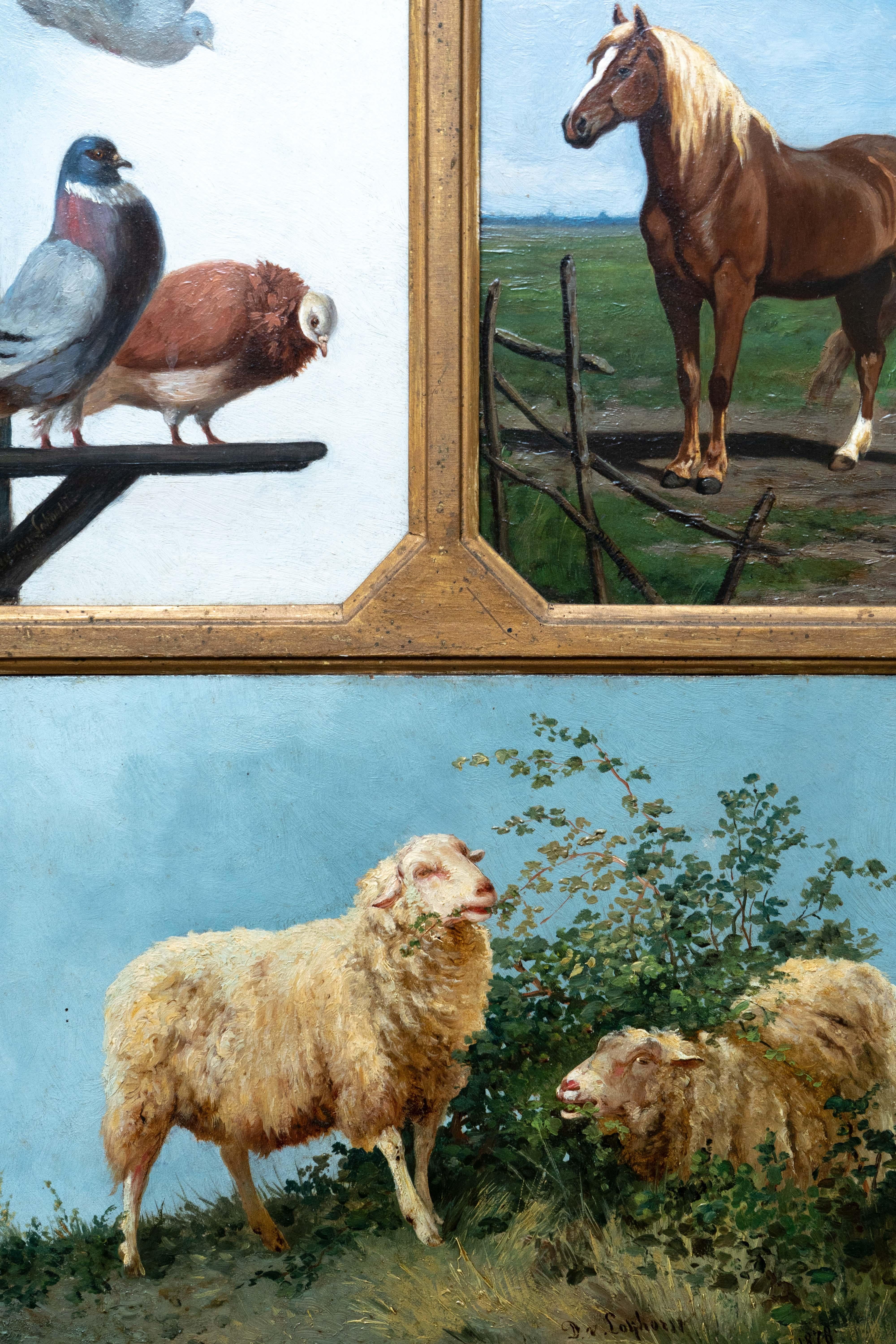 Zwei Schafe, die frei grasen, zusammen mit zwei Kompanionen von Dirk van Lokhorst (Viktorianisch) im Angebot