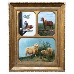 Antique Two Sheep Grazing Free together with Two Companions by Dirk van Lokhorst