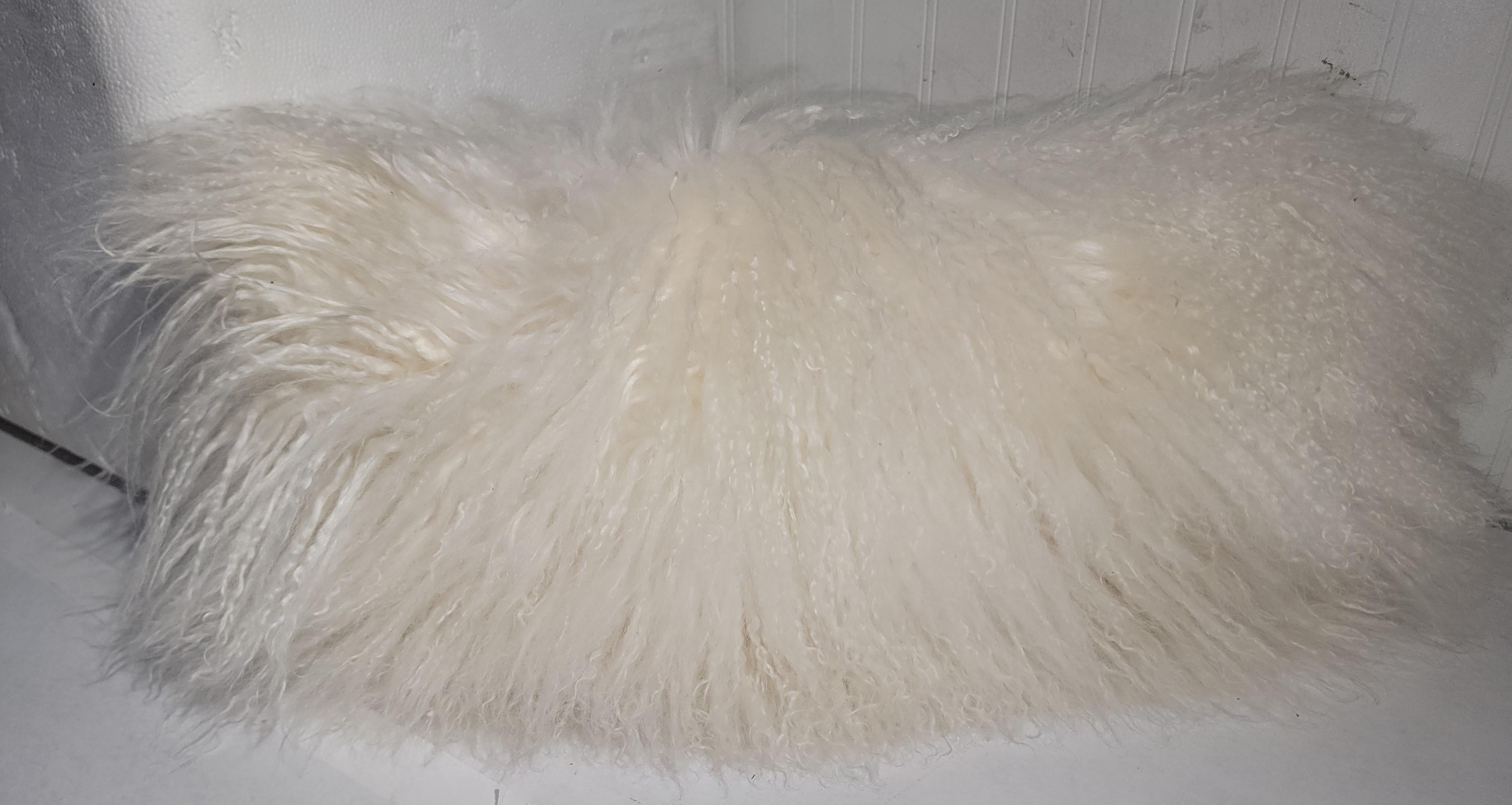 Adirondack Two Sheep Skin Fur Pillows For Sale