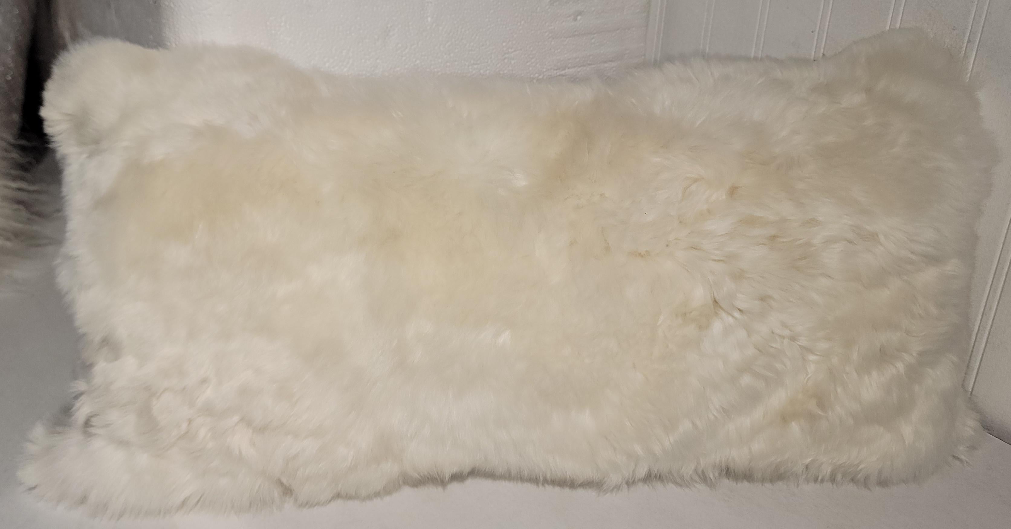American Two Sheep Skin Fur Pillows For Sale
