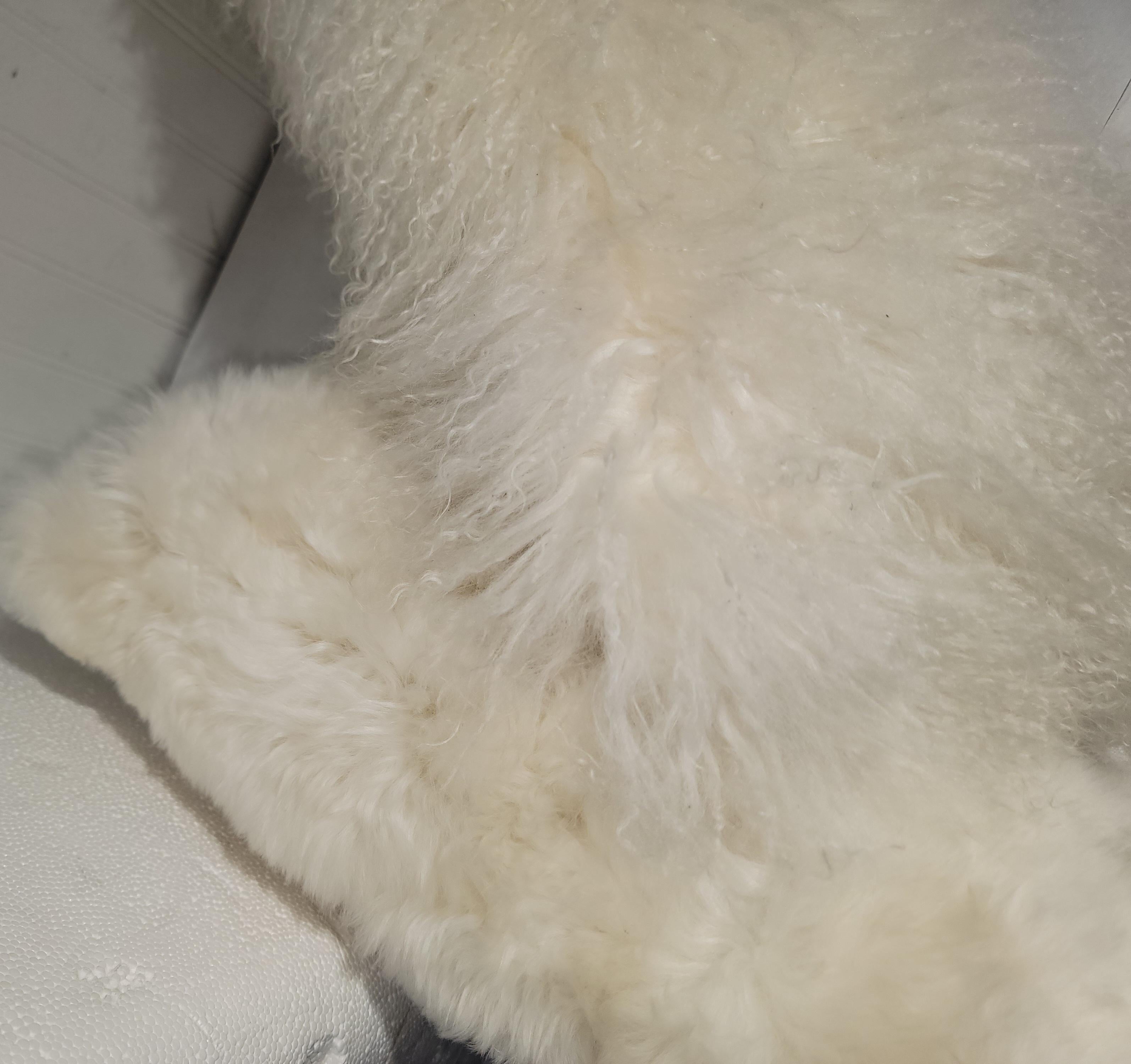 Two Sheep Skin Fur Pillows In Fair Condition For Sale In Los Angeles, CA