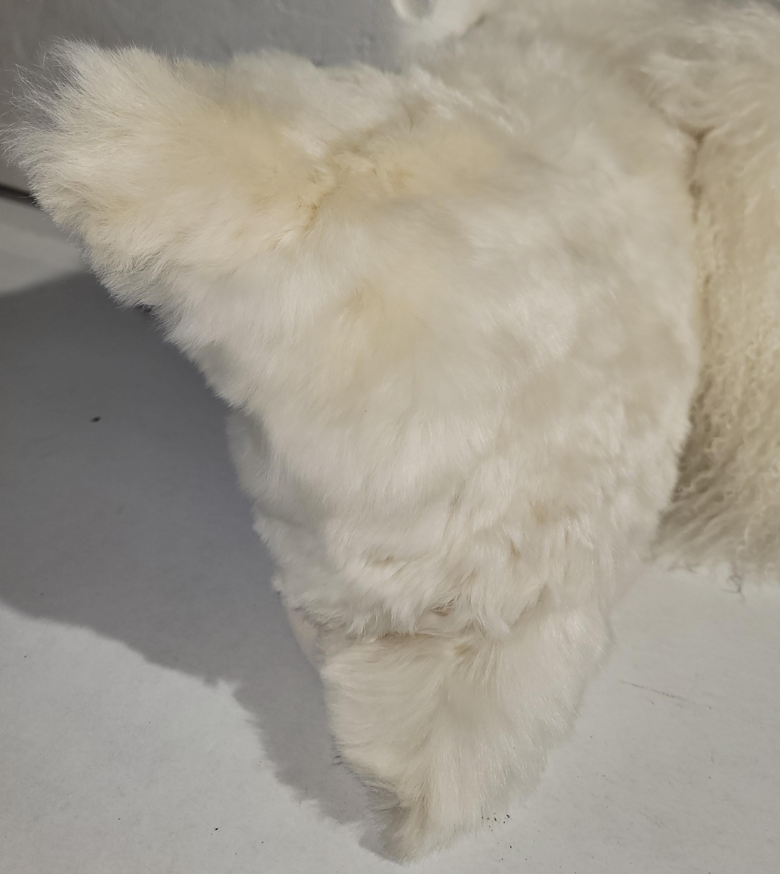Contemporary Two Sheep Skin Fur Pillows For Sale