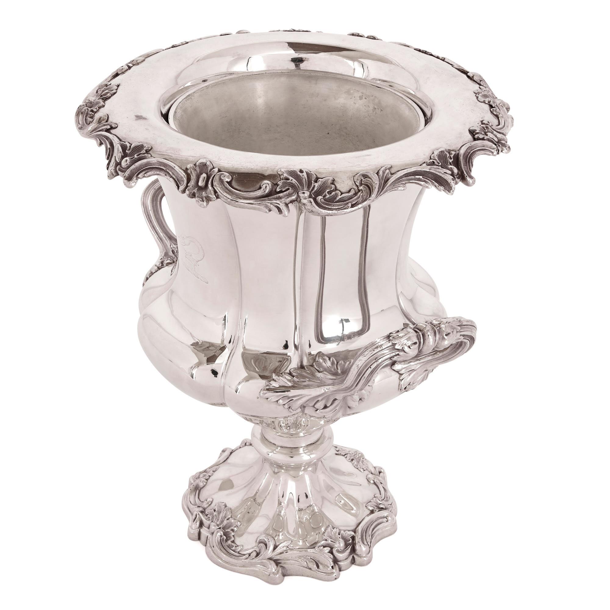 Neoclassical Pair of Sheffield Silver Plate Wine Coolers