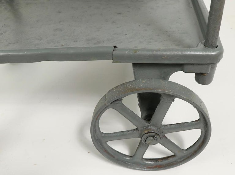20th Century Two Shelf Industrial Cart on Wheels For Sale
