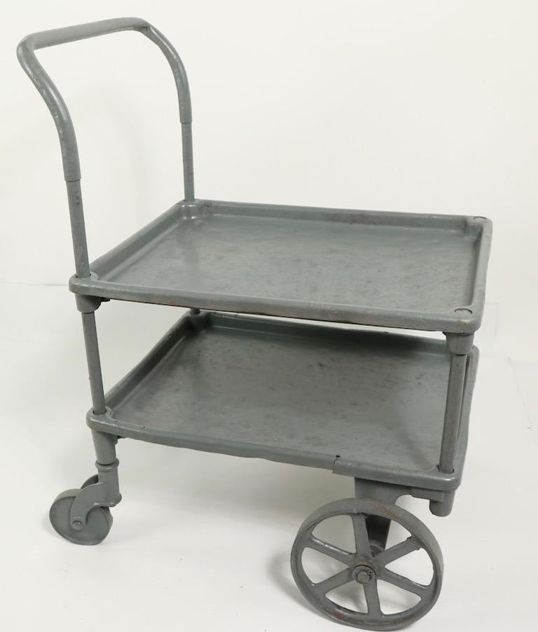 Iron Two Shelf Industrial Cart on Wheels For Sale