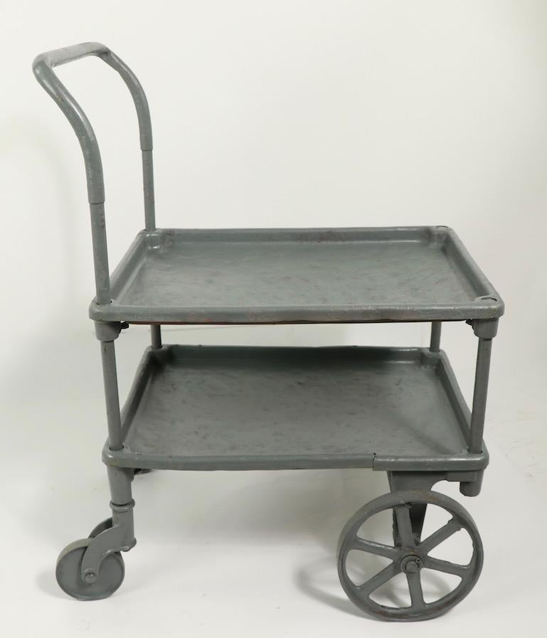 Two Shelf Industrial Cart on Wheels In Good Condition For Sale In New York, NY