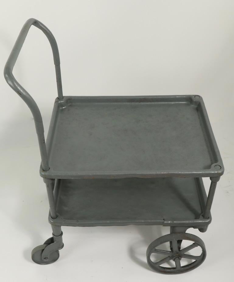 20th Century Two Shelf Industrial Cart on Wheels For Sale