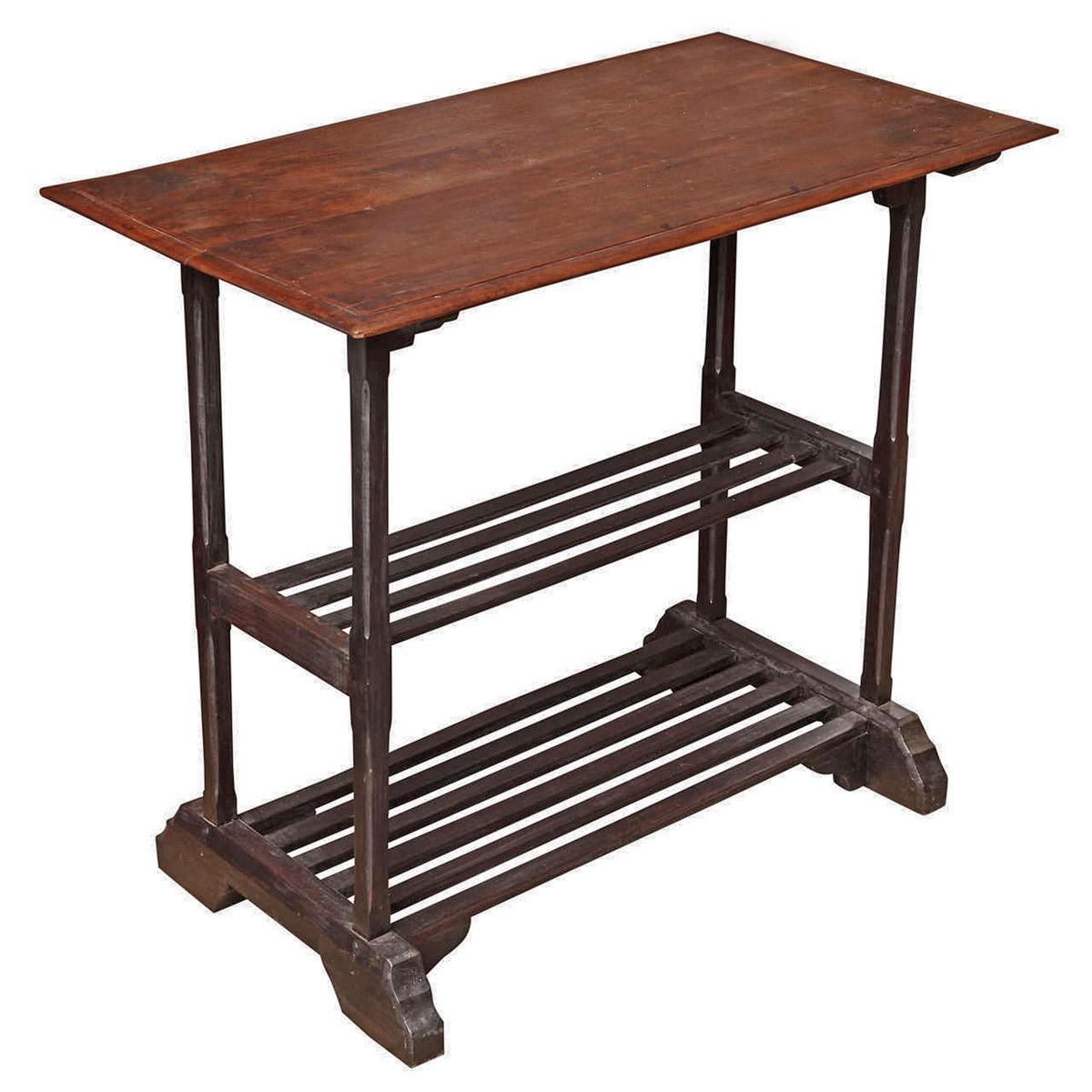 Two-Shelf Wood Utility Table from Thailand
