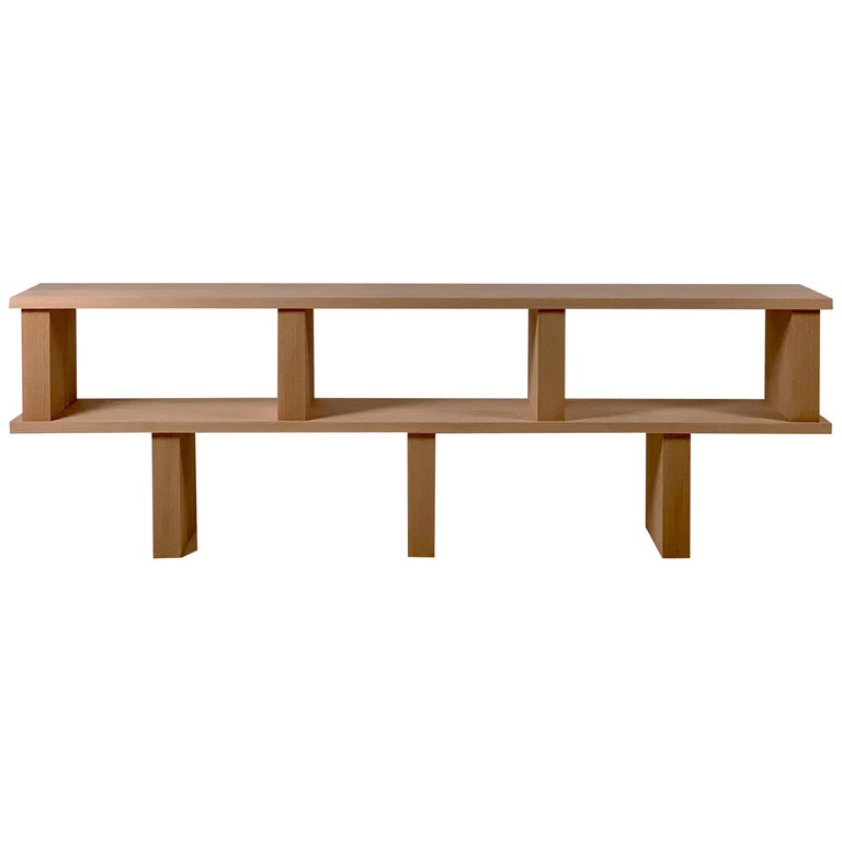 Two Shelves 'Verticale' Polished Oak Shelving Unit For Sale at 1stDibs