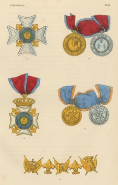 Two Sicilies, Order of Francis I Insignia, Plate XXIII, Wood Engraving, 1844