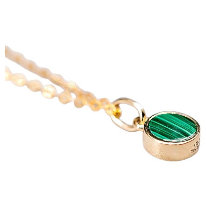 Collier pendentif double face en opale australienne et malachite 14K Yellow G
