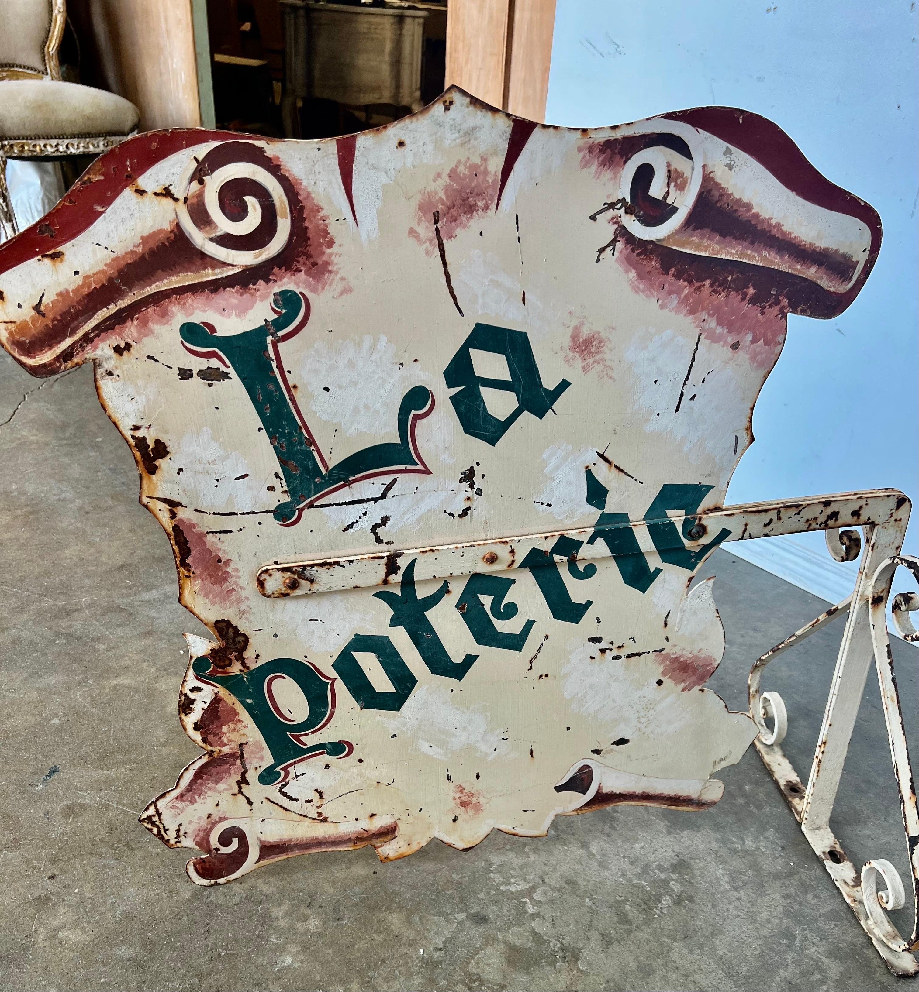 Two Side Enamel painted French Sign For Sale 3