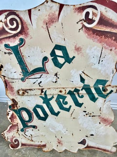 1930s French Provincial Antique Painted Metal Trade Sign 'La Poterie'