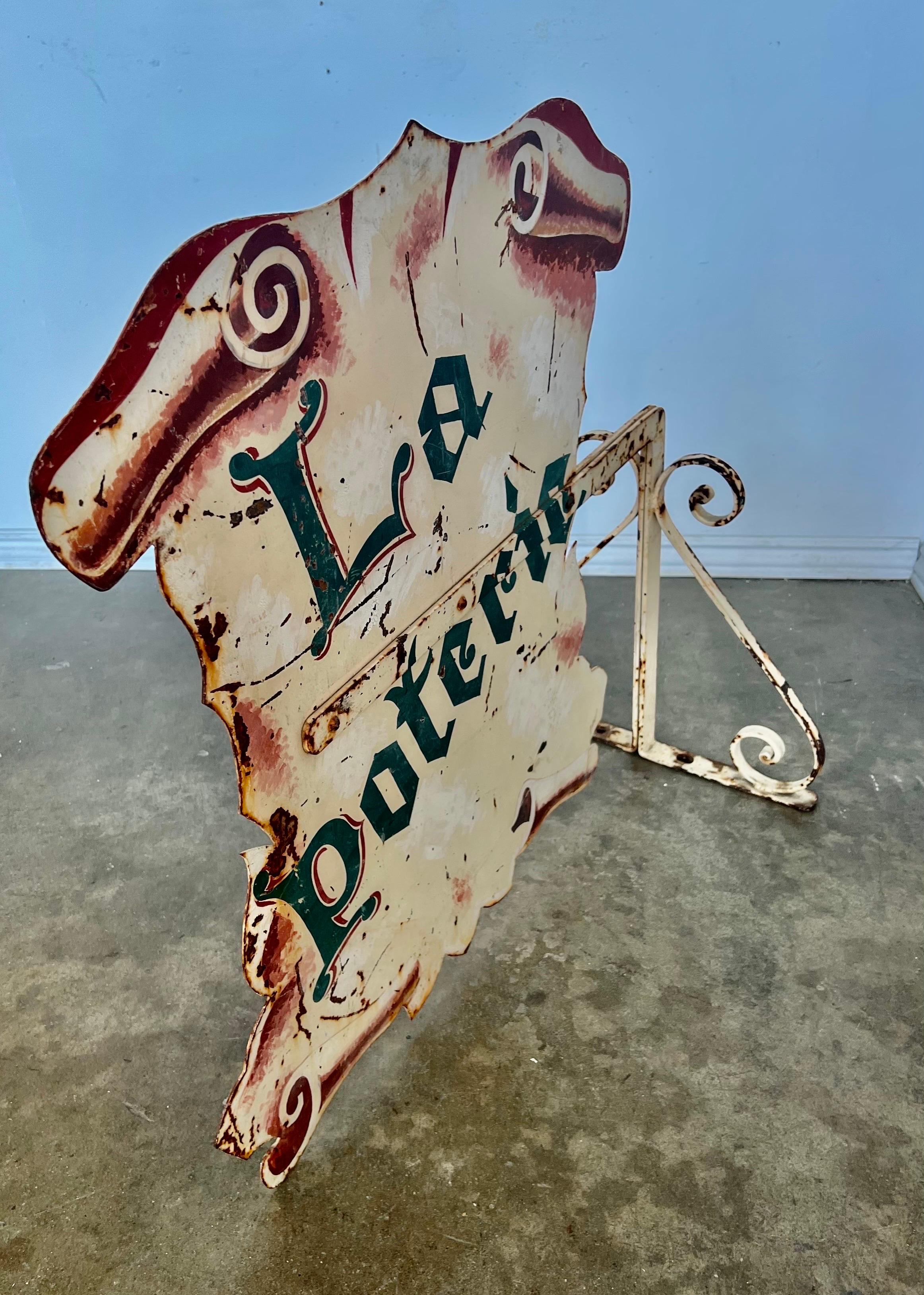 Metal Two Side Enamel painted French Sign For Sale