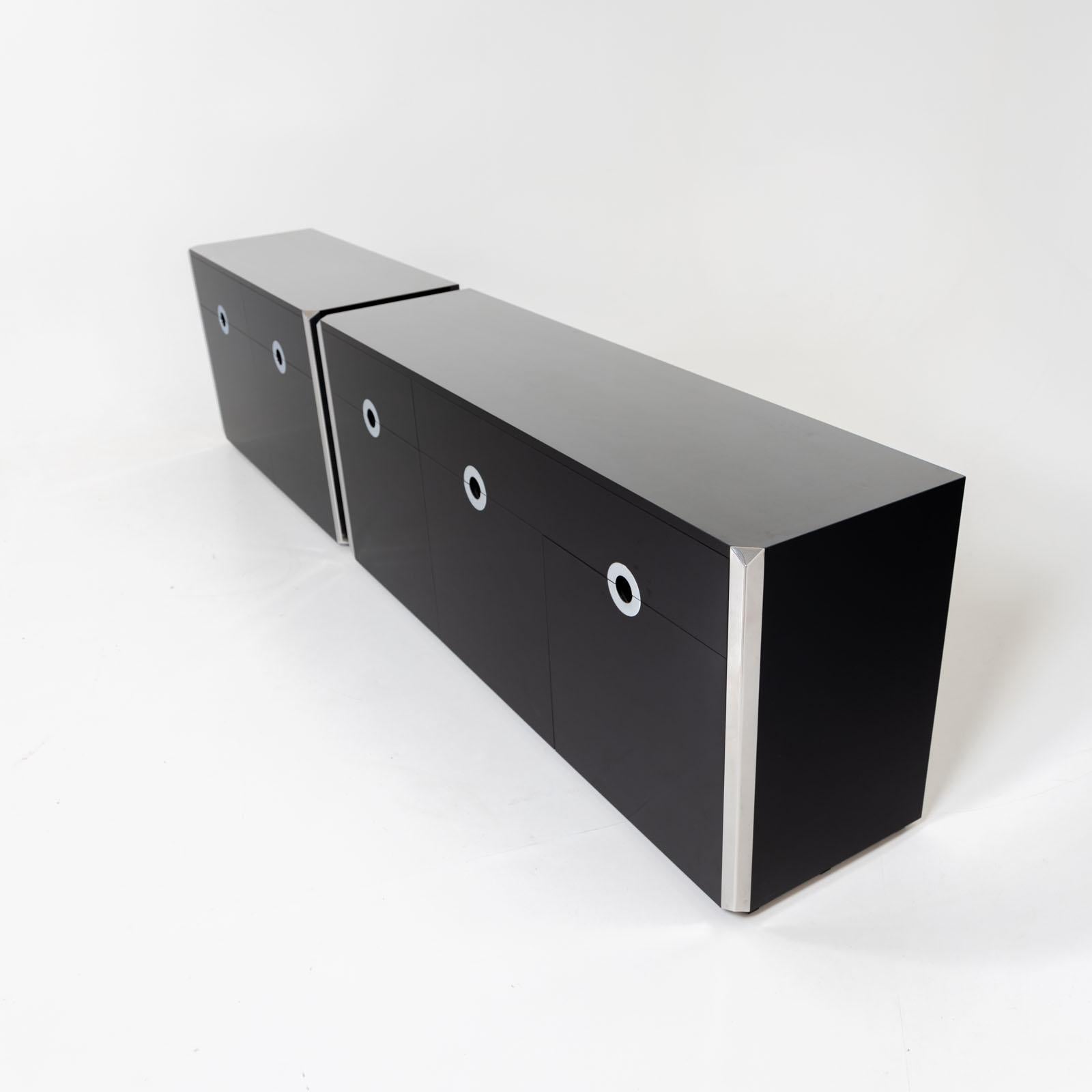 Stainless Steel Two Sideboards by Willy Rizzo, Italy 1970s For Sale